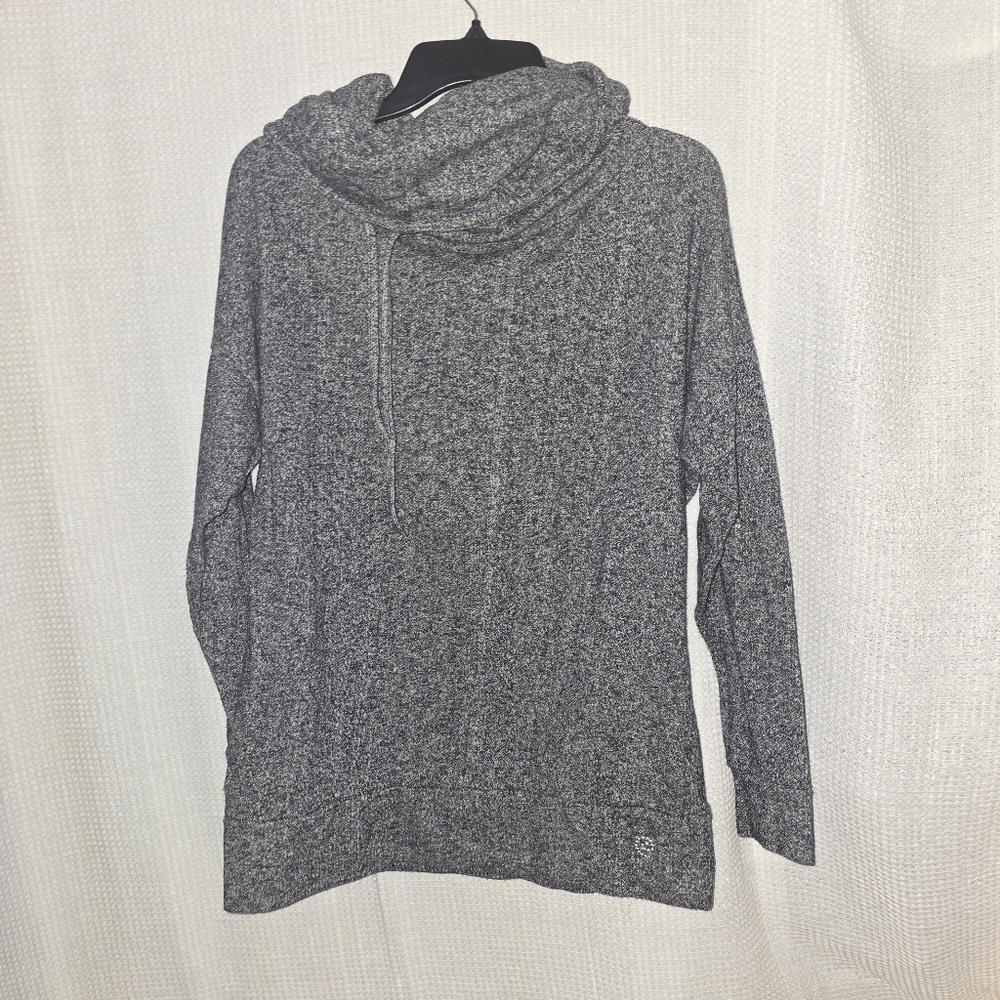 Be Inspired Sz XL Gray Multicolored Cowl Neck Drawstring Knit Athletic Outdoor